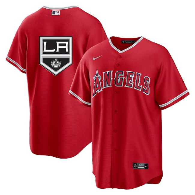 Men's Los Angeles Angels & Kings Red Cool Base Stitched Jersey
